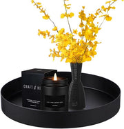 Piatto Decorativo Rond 20 cm - Nero - Metallo - Decorativo - Multifunzionale - Altezza 2,7 cm - Piatto Decorativo