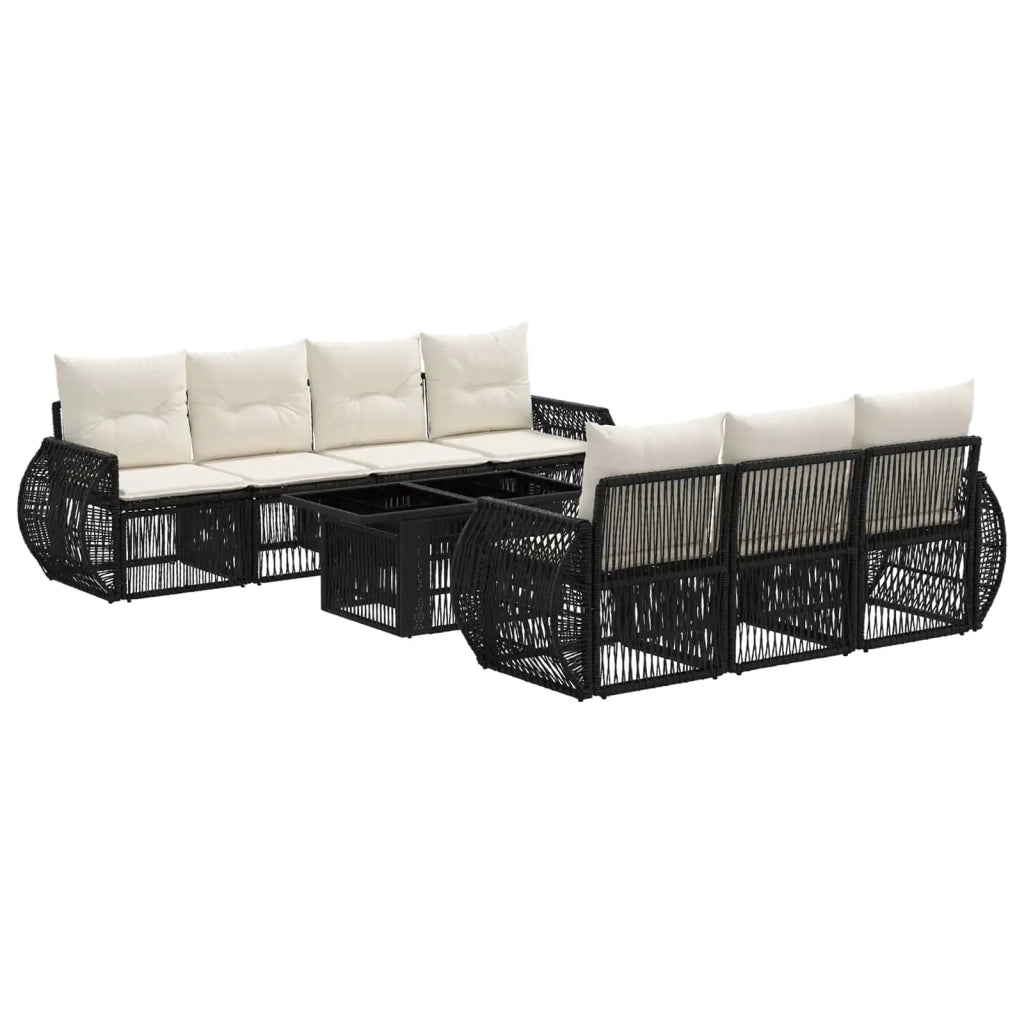 Set Divano da Giardino 8 pz Nero e Bianco Crema polyrattan 3436906