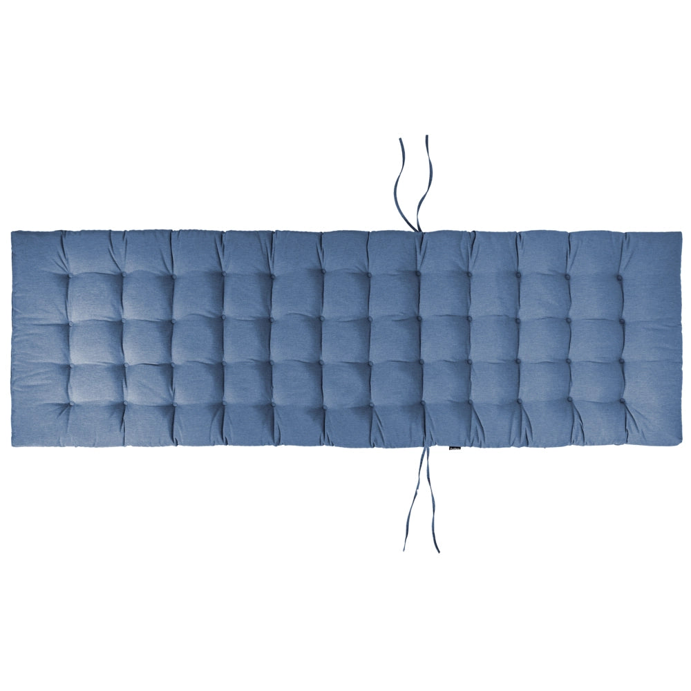 Cuscino per lettino da sole in poliestere blu, resistente ai raggi UV e idrorepellente, con lacci e poggiatesta, imbottitura spessa