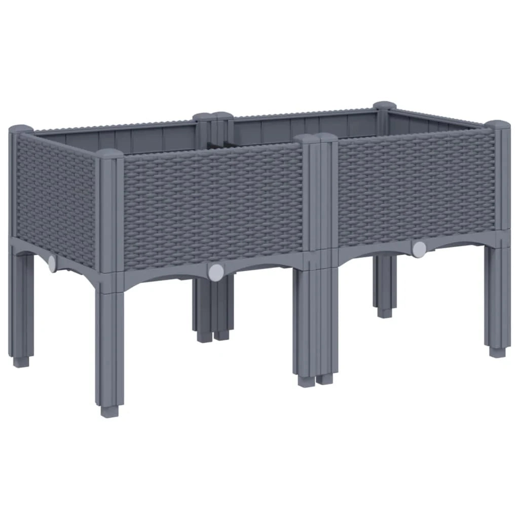 Fioriera rialzata per piante fiori patio giardino con gambe 80 x 40 x 42 cm PP grigio 02_0038169