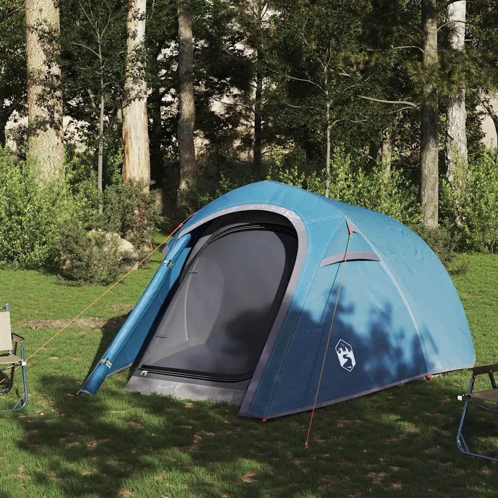 Tenda da Campeggio a Tunnel per 3 Persone Blu Impermeabile 94601