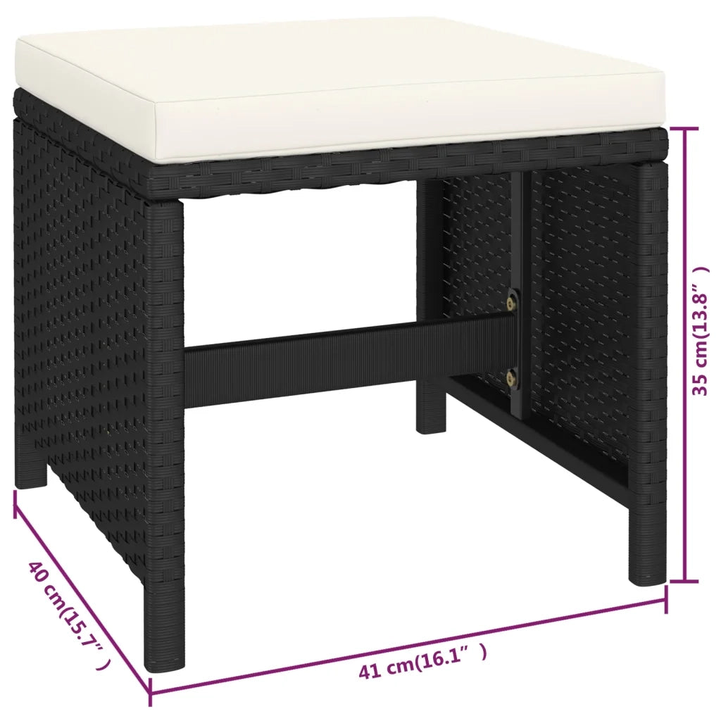 Set da Pranzo per Esterni 6 pz con Cuscini in Polyrattan Nero cod mxl 35535