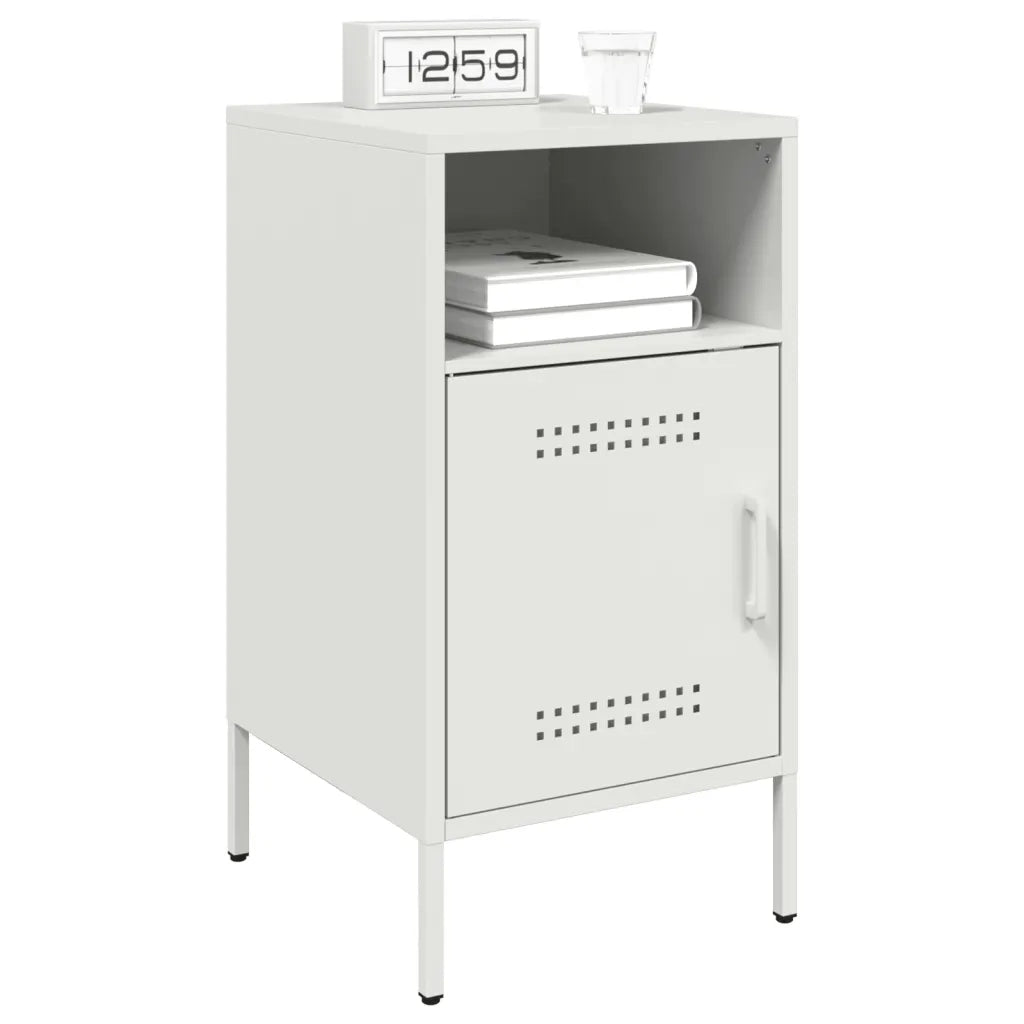 Comodino-Tavolino da notte Bianco 36x39x68 cm in Acciaio 519060
