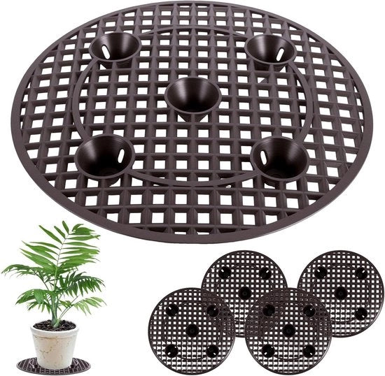 Supporto per piante standard per vaso di fiori 30 cm - Rostro per vaso di fiori rotondo con rete di drenaggio per interni ed esterni - Set di 5 - Adatto per bonsai, piattini, vasi per piante