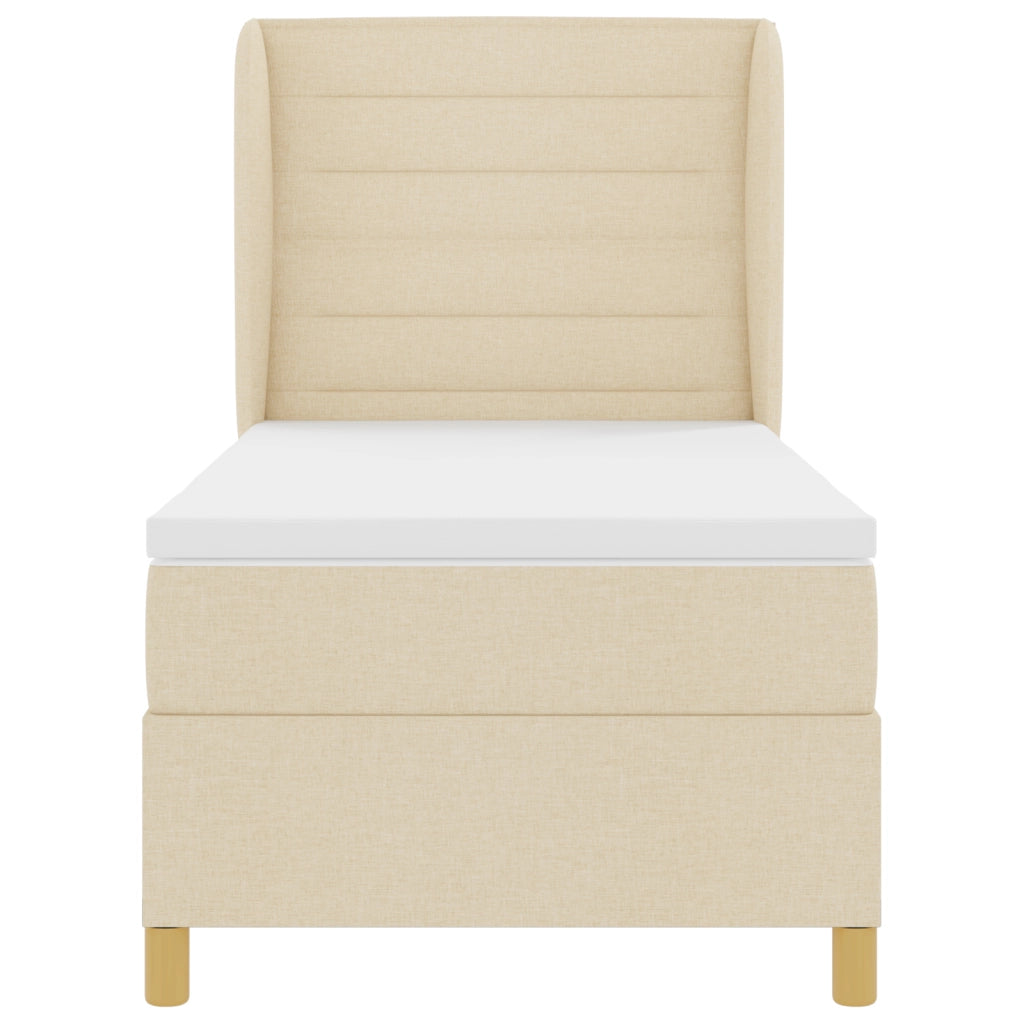 Letto a Molle con Materasso  Crema 90x190 cm Tessuto