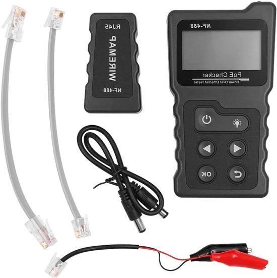 Testatore di rete Ethernet con display LCD per identificazione automatica della tensione POE, Test di carico e loop di potenza