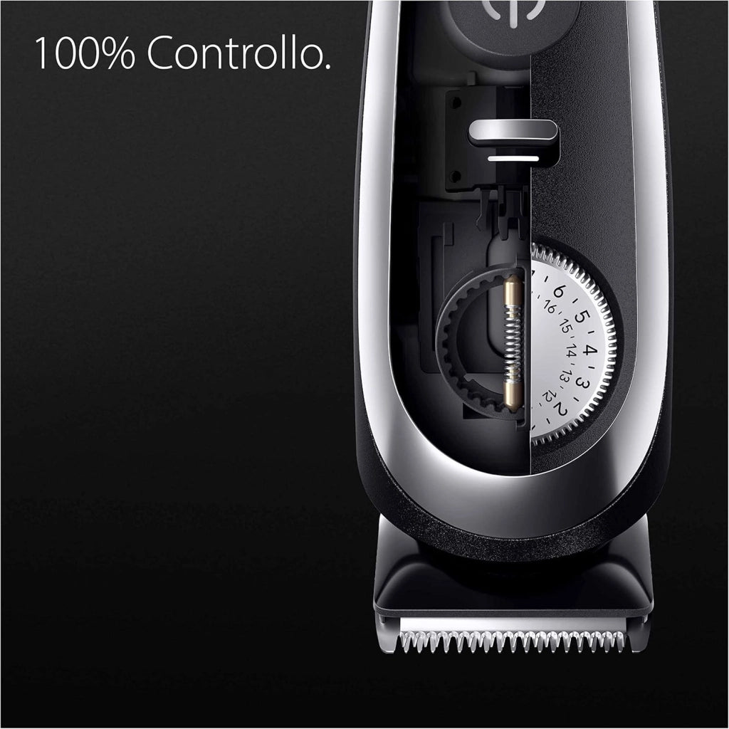 Braun Serie 9, Regolabarba Uomo, Rasoio Elettrico Barba con Lama Barba Problade e Strumenti Professionali, 40 Lunghezze, Base di Ricarica e Custodia Esclusiva, Bt9440 Grigio