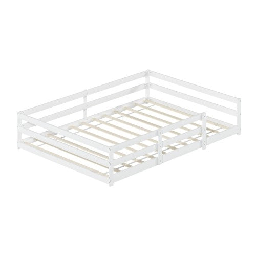 Letto Montessori in legno 140x200 bianco; sponde 4 lati; senza doghe; montaggio facile