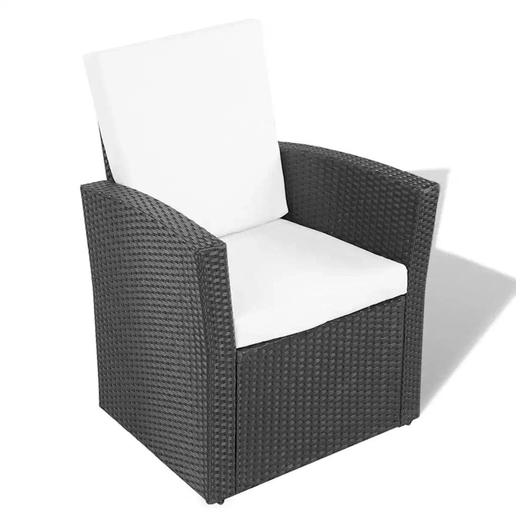 Set Divani da Giardino 4 pz | Set Salotto da Giardino con Cuscini in Polyrattan Nero
