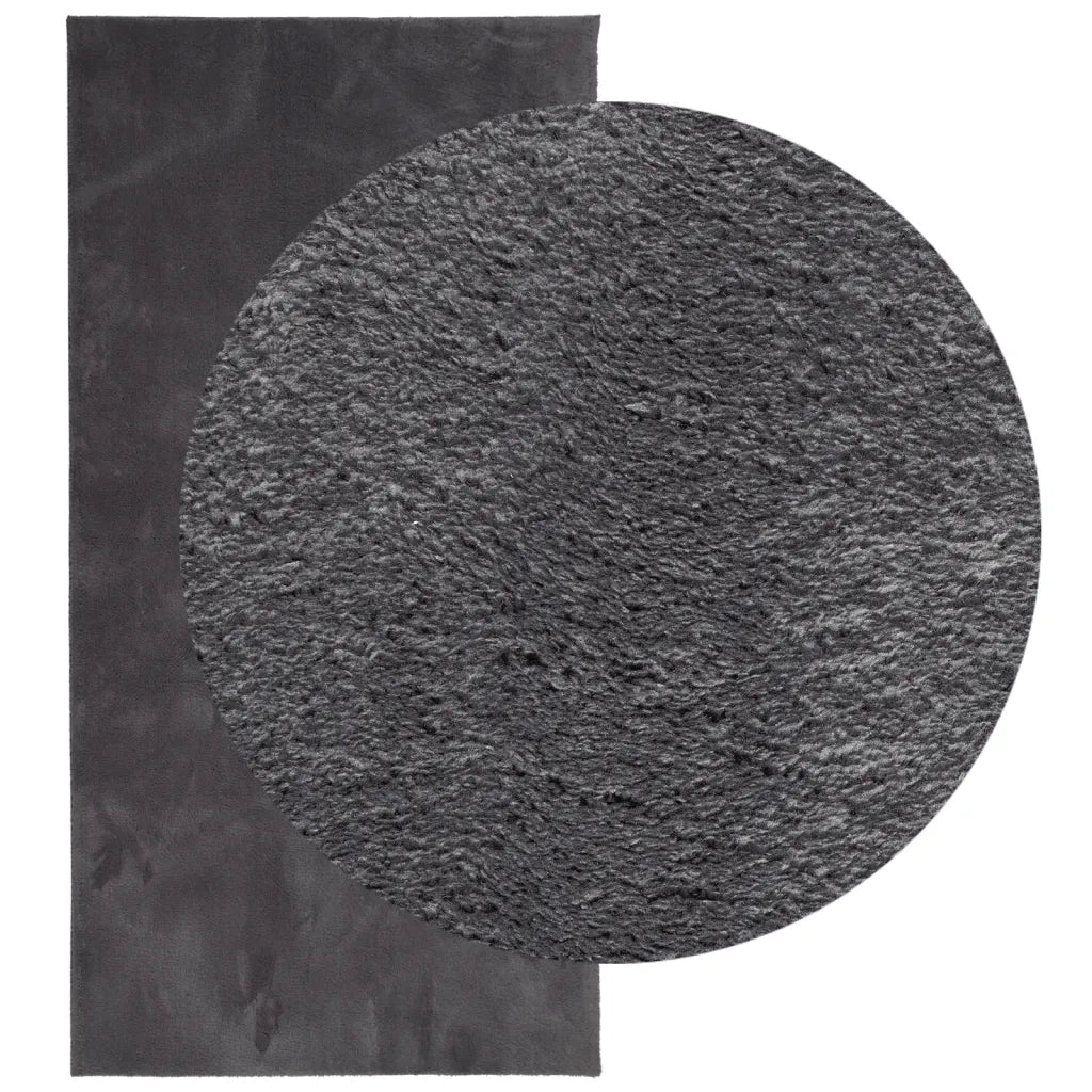 Tappeto del soggiorno | Tappeto Pelo Corto HUARTE Morbido Lavabile Antracite 100x200 cm