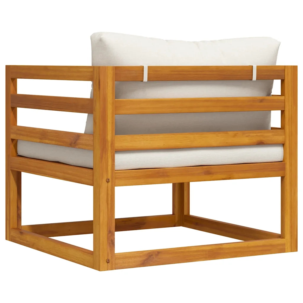 Sedia da Giardino con Cuscino Crema in Legno Massello di Acacia cod mxl 78161