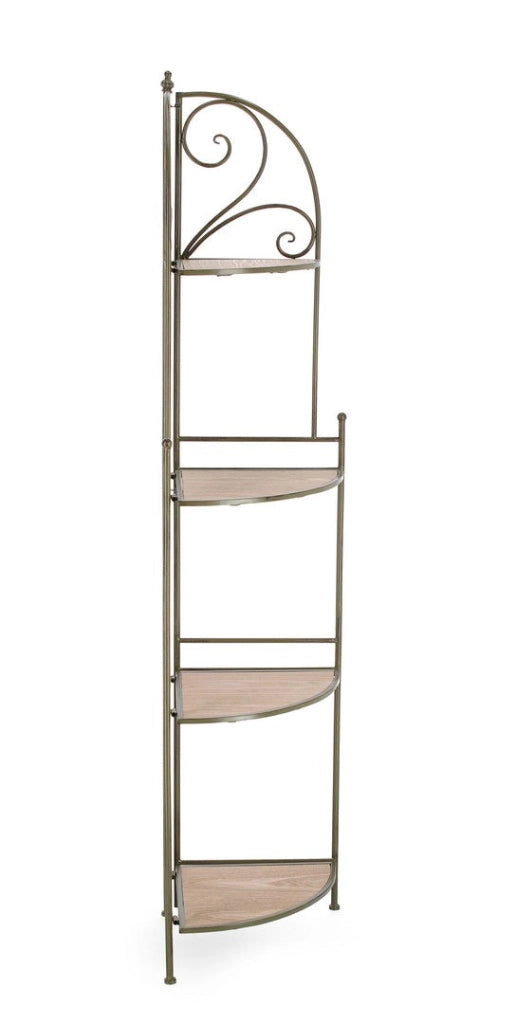 Scaffale Angolare 4 Ripiani 48x35x165,5 cm in Acciaio Guenda Verde Scuro