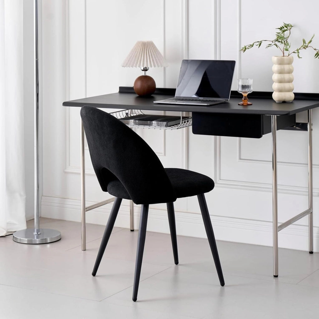 GrandCA HOME Set di 4 Sedie da Pranzo, Moderne Sedie da Cucina Imbottite con Gambe in Metallo, Adatte a Sale da Pranzo, Soggiorni e Camere da Letto - Nero