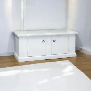 Cassapanca in legno Shabby chic mod Veronica con 2 ante colore bianco opaco
