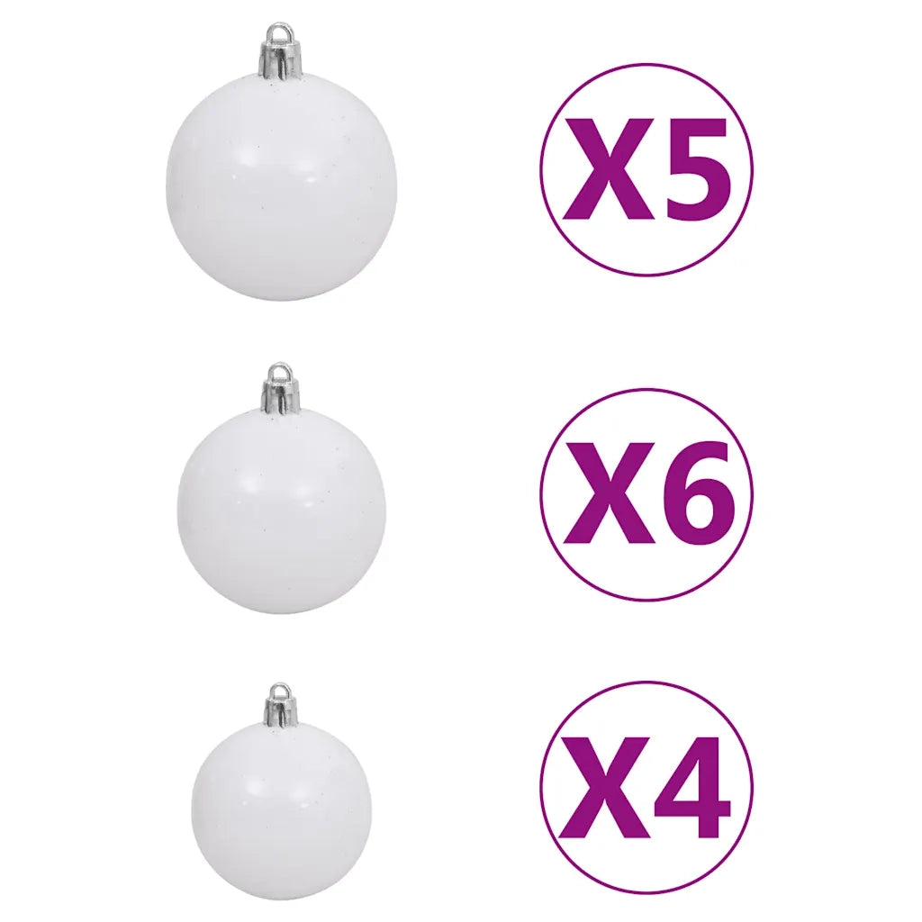 Albero di Natale Preilluminato con Palline Nero 180 cm PVC 3077676