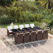 Set da Pranzo per Giardino 11 pz con Cuscini Polyrattan Marrone cod mxl 38874