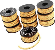 Etichette per cavi 10 rotoli - Marche cavi 0-9 - Materiale PVC morbido - Forma concava - Elastico - Stampanti numeri arabi