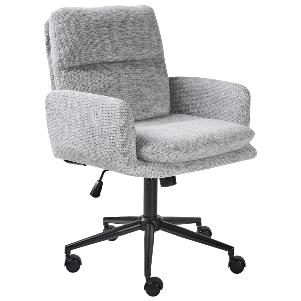 Sedia da ufficio Grigio chiaro Rivestimento in tessuto Sedia girevole laterale Occasionale Regolazione dell'altezza del sedile