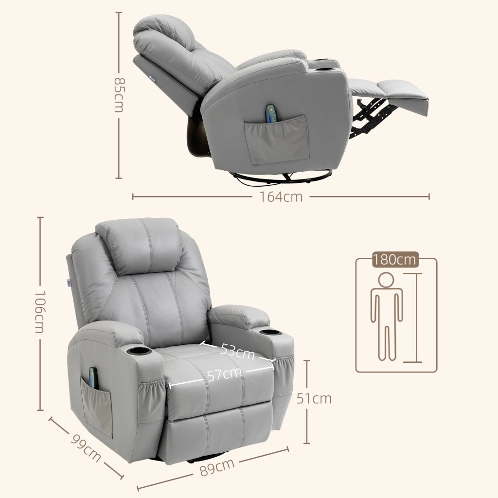 POLTRONA Massaggio Girevole 360° Grigio in metallo