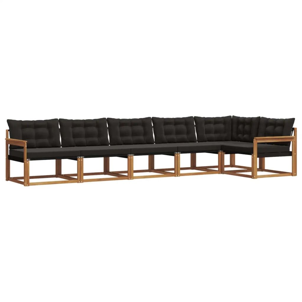 Set di divani da esterno con cuscino 6 pcs Naturale e Nero 3369499