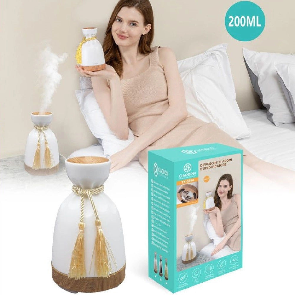 Trade Shop - Diffusore Aromi Umidificatore Ultrasuoni Serbatoio 200ml 10w Aromaterapia Tx-8364 -