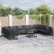 vidaXL Set Divano da Giardino con cuscino 10 pcs Nero Alluminio