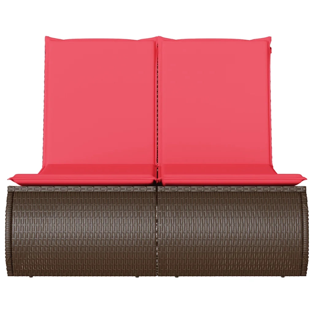 Lettino Prendisole con Cuscini Marrone in Polyrattan 368096