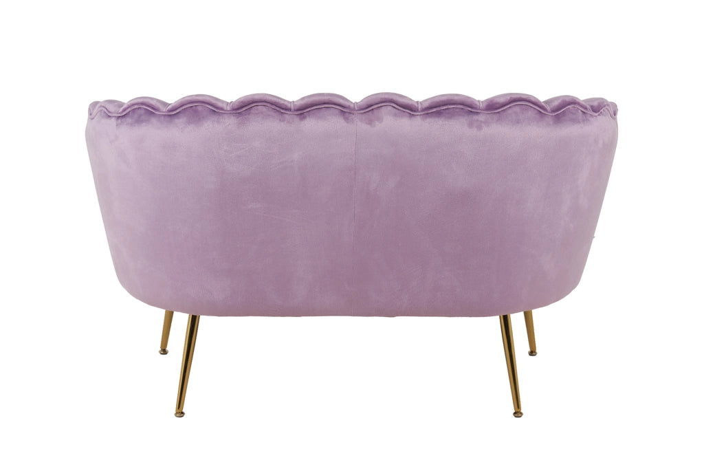 Divano Due 2 Posti In Velluto Forma Conchiglia Gambe In Metallo 133x63x75 Cm Camera Soggiorno Ufficio  Violetto