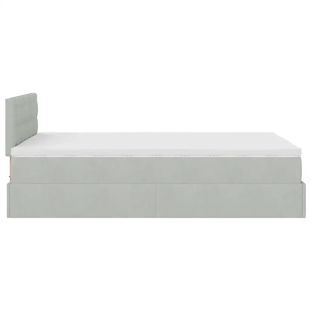 Pouf Letto con Materasso Grigio Chiaro 120x190 cm in Velluto 3311903