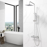 AICA ITALY Sistema Doccia con Miscelatore Termostatico a 38℃, Soffione Doccia Quadrato in Acciaio Inox Altezza Regolabile 80-116cm Cromo