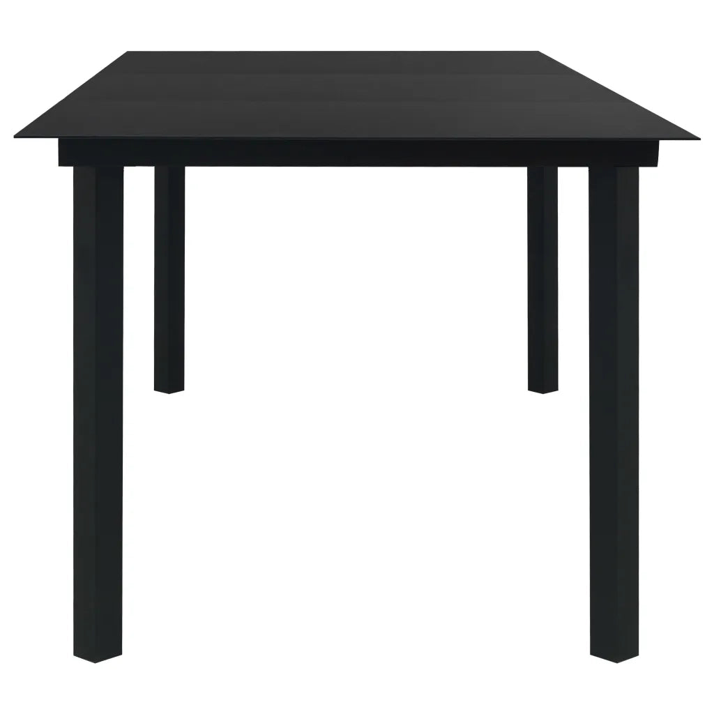 Set da Pranzo da Giardino 7 pz Nero in Vetro e Acciaio