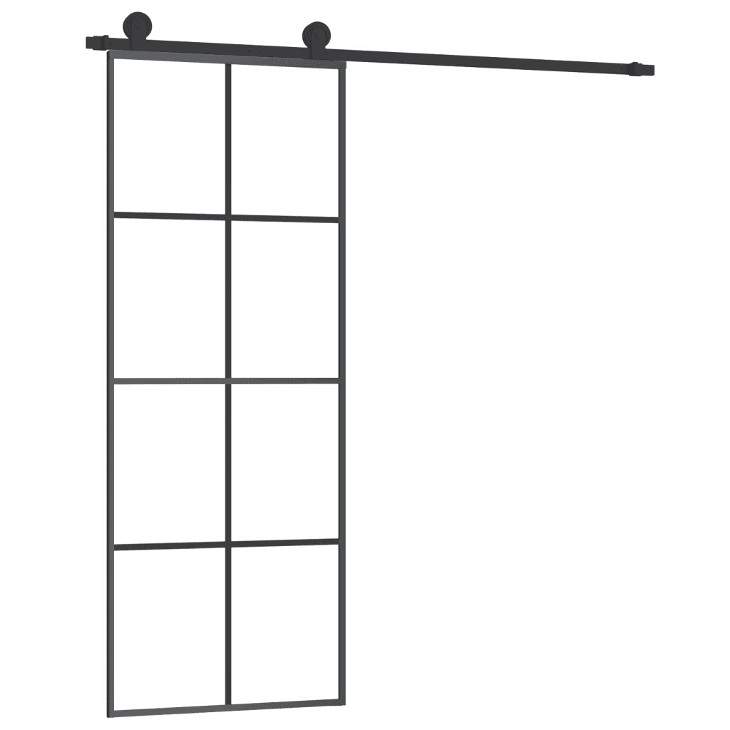 Porta Scorrevole con Ferramenta 76x205cm Vetro ESG Alluminio 3152139
