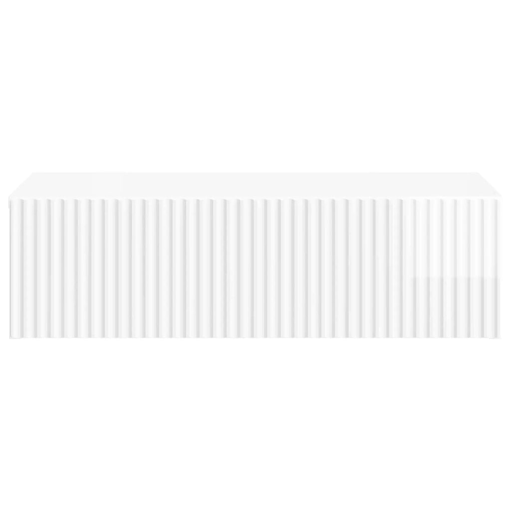 Tavolino da Parete Laterale Bianco Lucido 59 x 34,5 x 17 cm 898489
