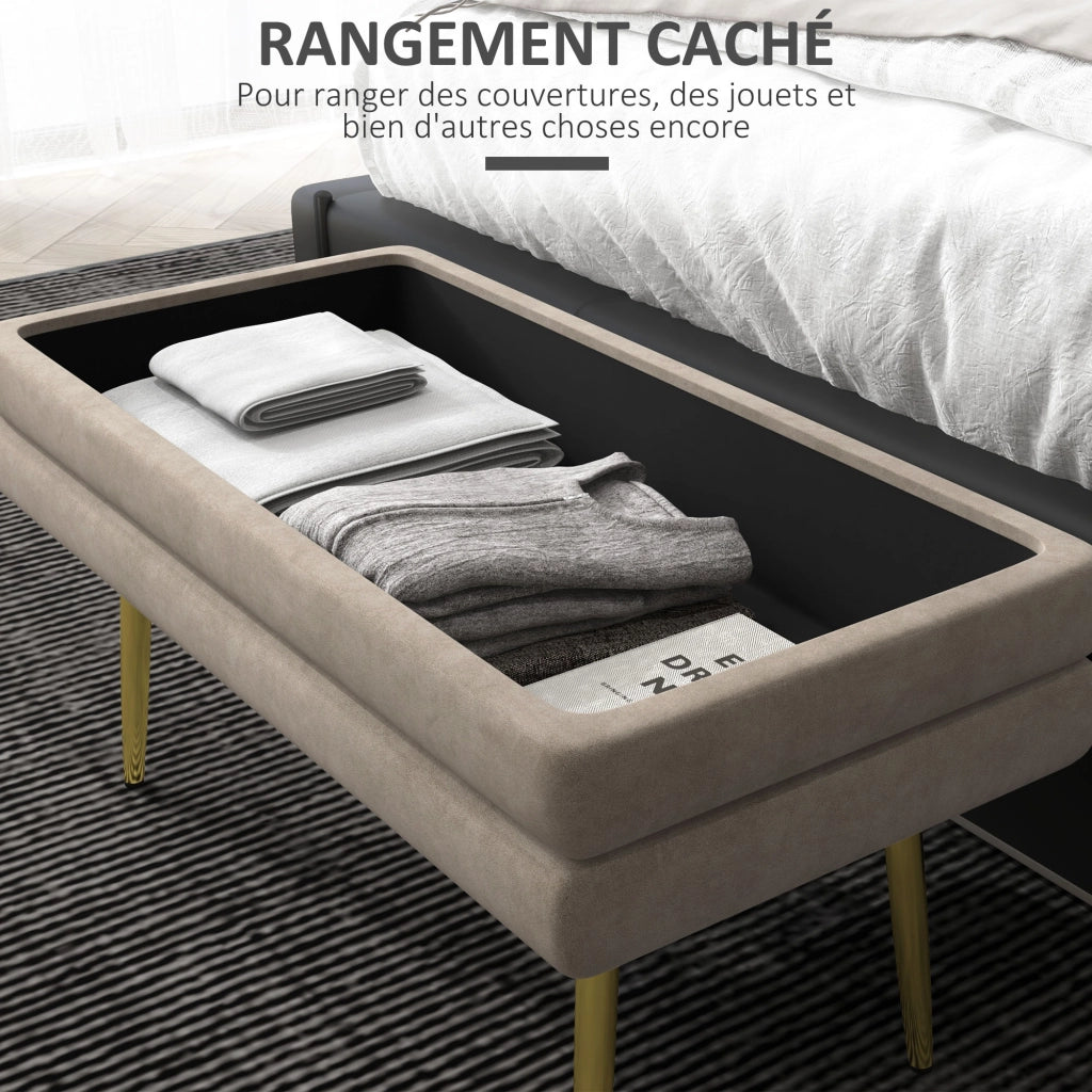 Sgabello con contenitore ¨C Zephmum ¨C Beige e dorato, 79.5x37.5x43 cm