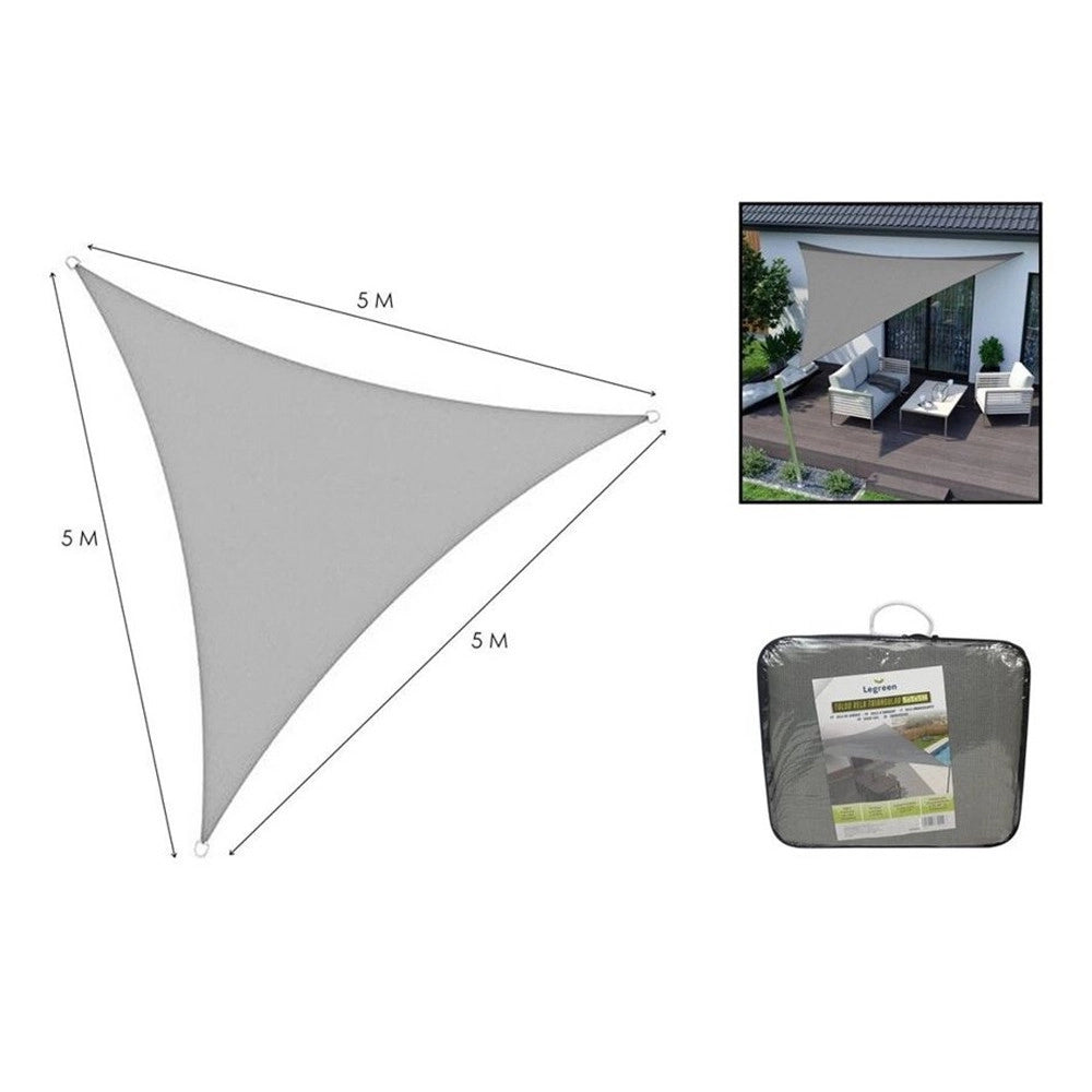 Trade Shop - Vela Tenda Triangolare Parasole Protezione Sole Ombra Giardino 5x5x5 Mt Grigio 222570 -