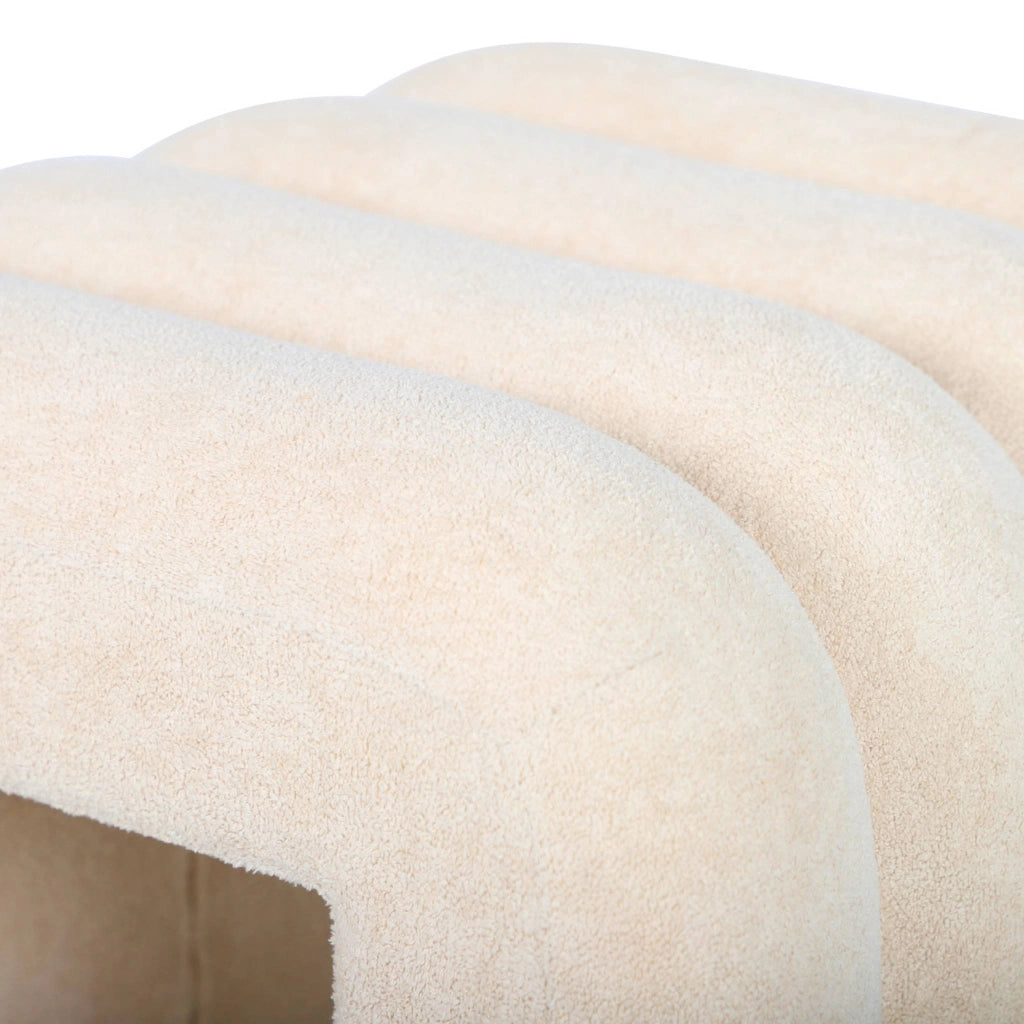 Set 2 pouf contemporanei in tessuto, beige