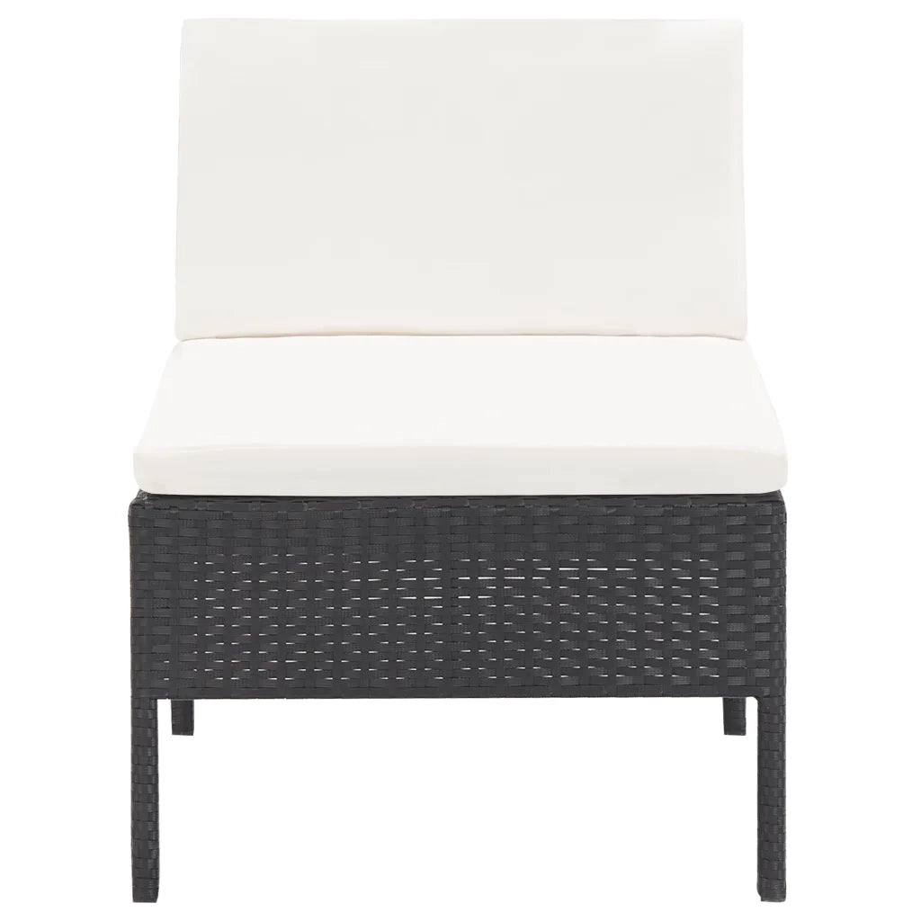 Set Divani da Giardino 3 pz con Cuscini in Polyrattan Nero 48956