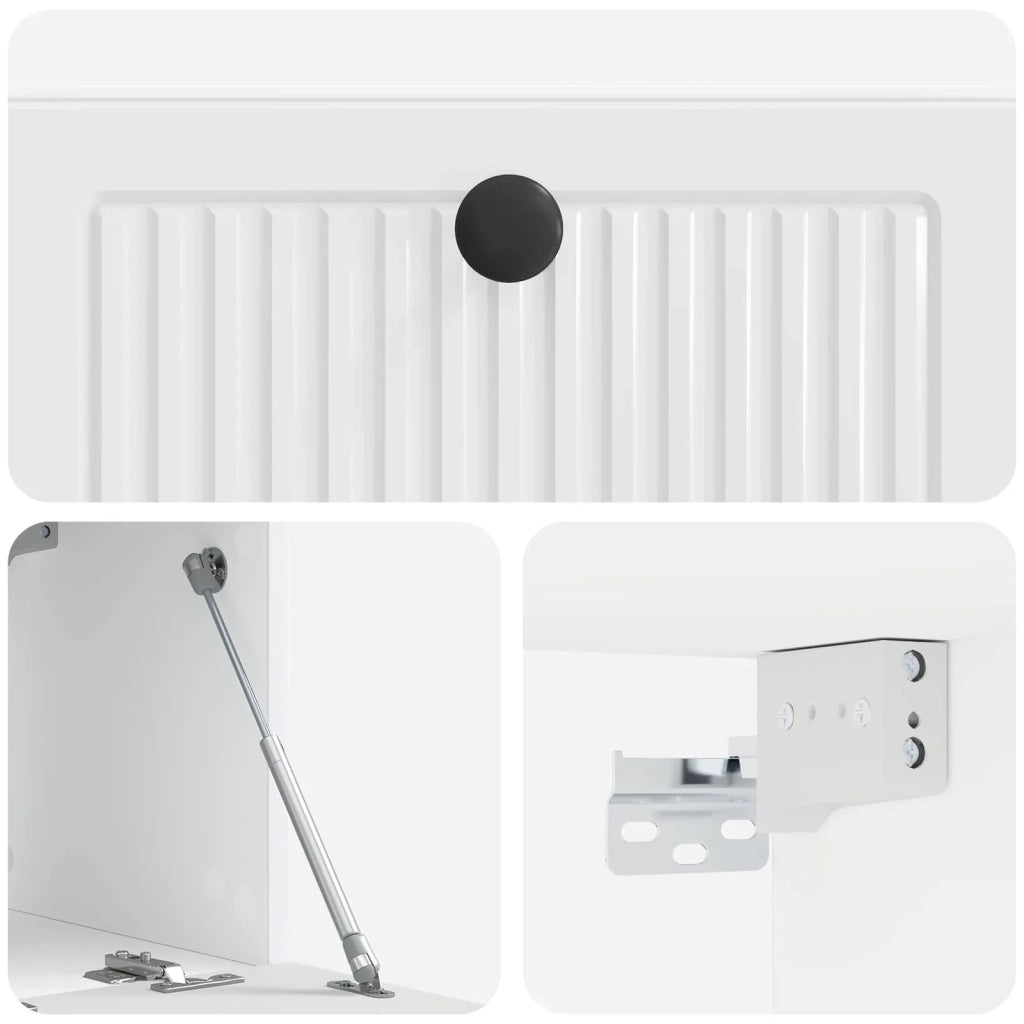 Mobile Porta TV da Muro Bianco Lucido 59,5 x 31 x 30 cm 898029