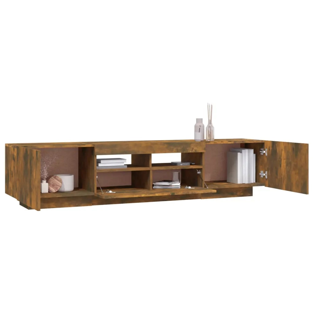 Set Mobili TV 2pz con Luci LED Rovere Fumo in Legno Multistrato cod mxl 7577
