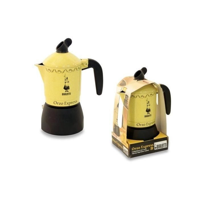 Bialetti 5338 Orzo Express Moka per Orzo 2 Tazze Alluminio Manico Silicone colore Giallo