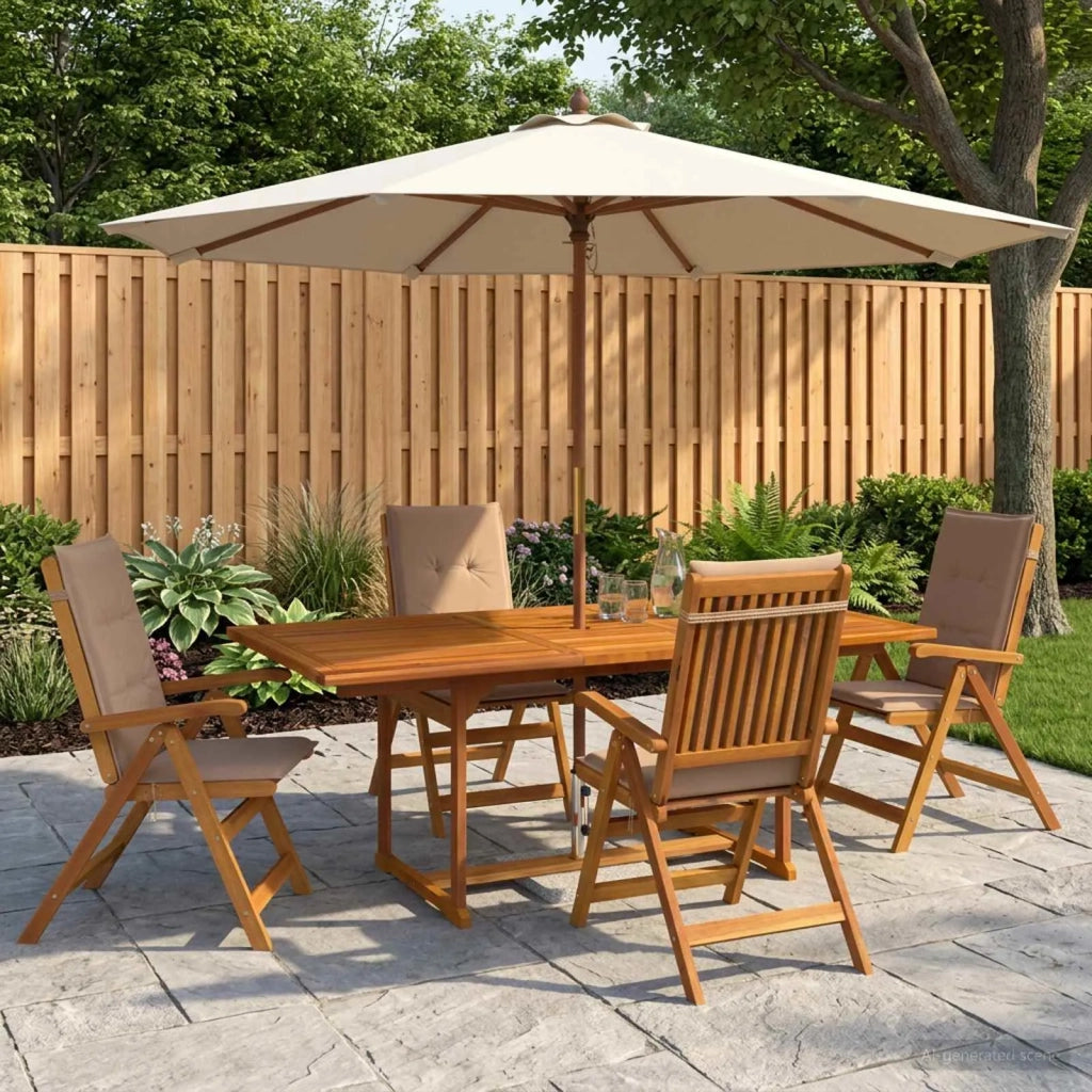 Set da pranzo da giardino 5 pezzi Naturale 3434496