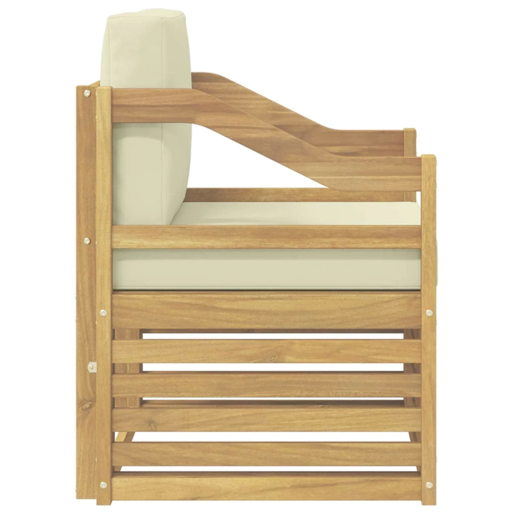 Divano da esterno-Divano da Giardino Poliestere Bianco e crema 388873