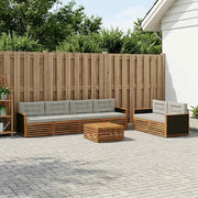 Set di divani da esterno 7 pcs Naturale e Grigio Chiaro