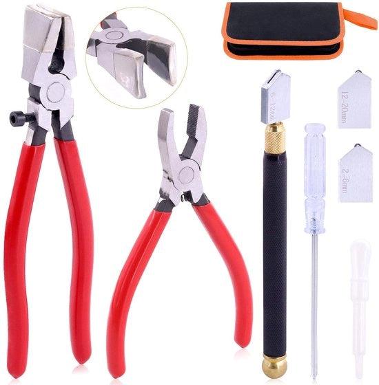 Set di taglio del vetro professionale con leva di rotazione e tasca per tagliare con precisione vetro, mosaici e specchi