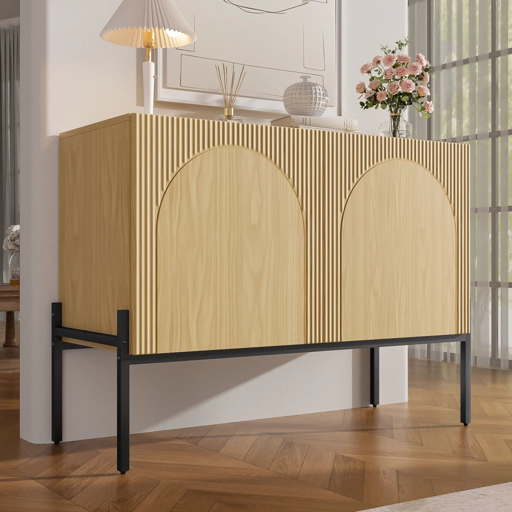 BUFFET 100x40x75 cm con 2 ante, design ad arco, finitura naturale