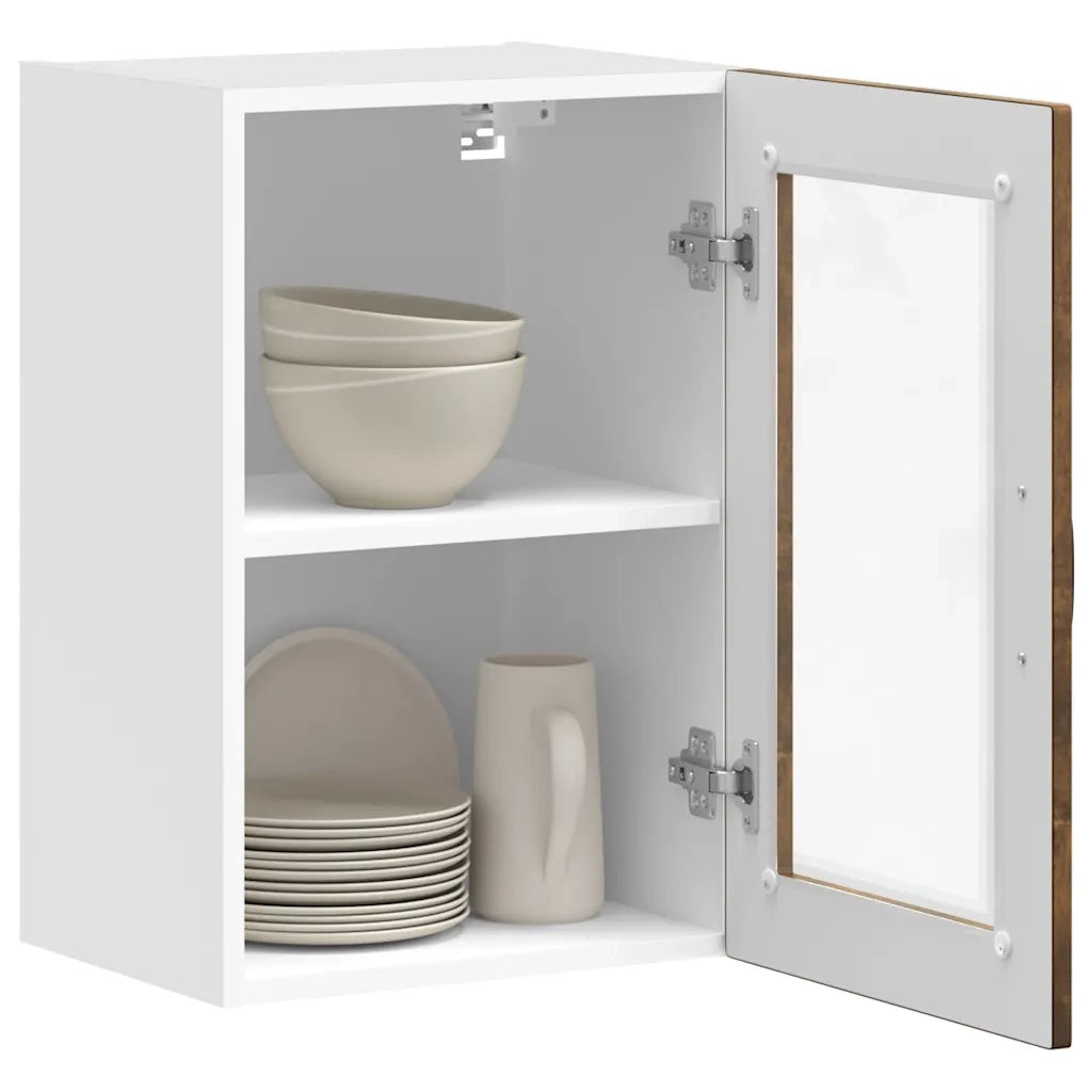 vidaXL Pensile da Cucina con Porta in Vetro Porto Rovere Fumo