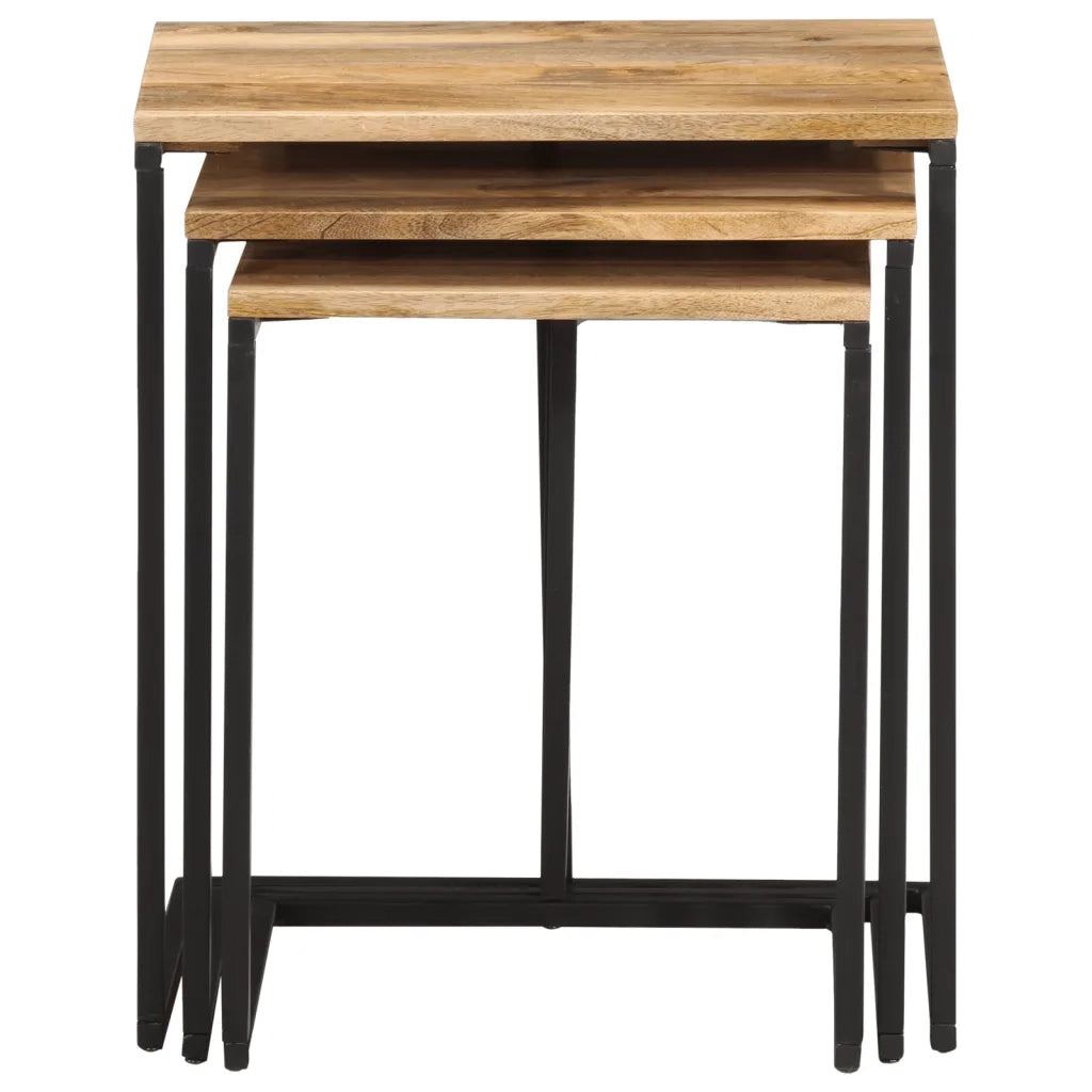 Tavolini a Incastro 3 pz in Legno Massello di Acacia