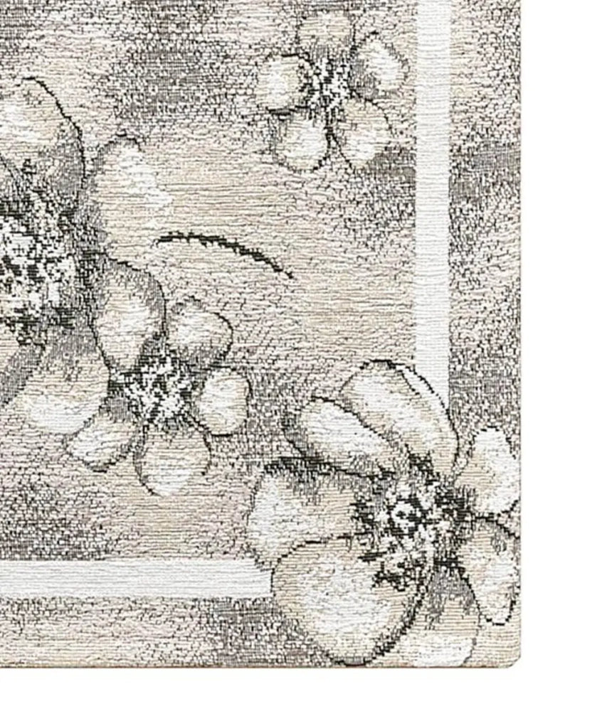 Tappeto moderno EMILY GRIGIO disegno floreale motivo fiorellini, passatoia cucina multiuso lavabile in lavatrice e anti-scivolo cm.55x190