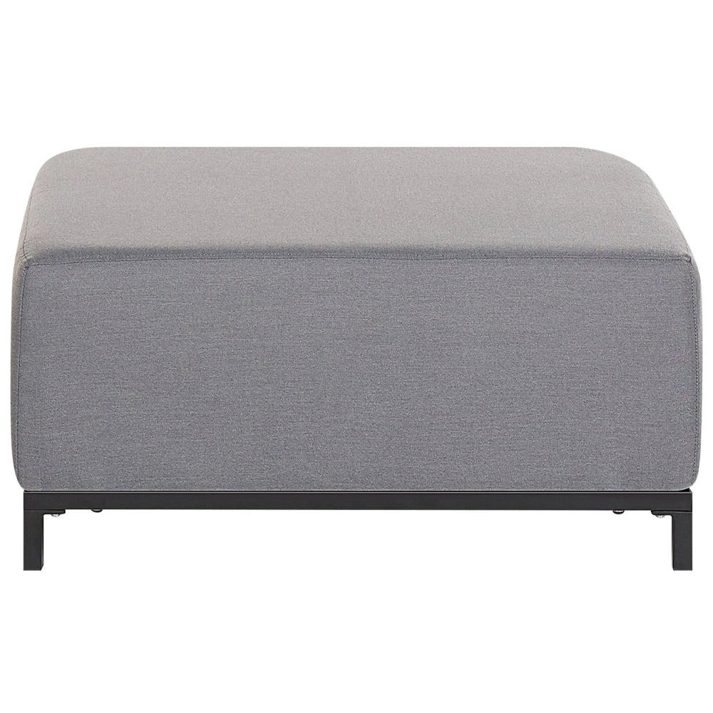 Rivestimento in tessuto grigio ottomana Gambe in alluminio Nero Struttura in metallo Resistente all'acqua per esterni e interni