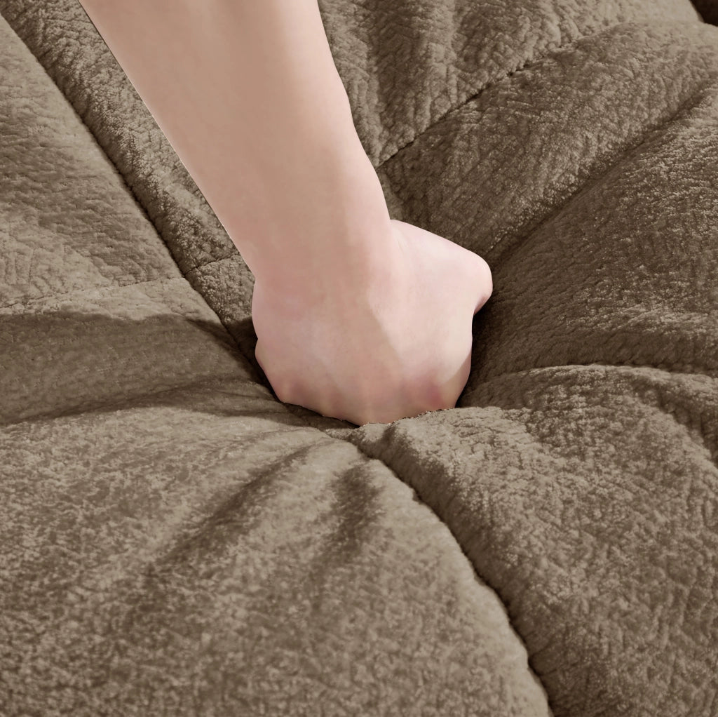 Divano modulare U in chenille marrone 260x149x90 cm